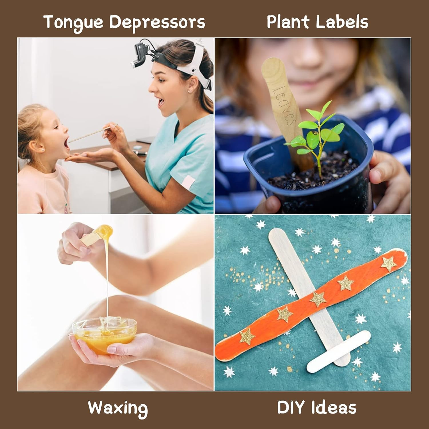 8 Inch Craft Sticks, 120 Pcs, Wood Wavy Sticks, Fan Handles, Large Popsicle Sticks for Crafts, Wedding Programs, DIY Crafting, Painting Mixing image number 3