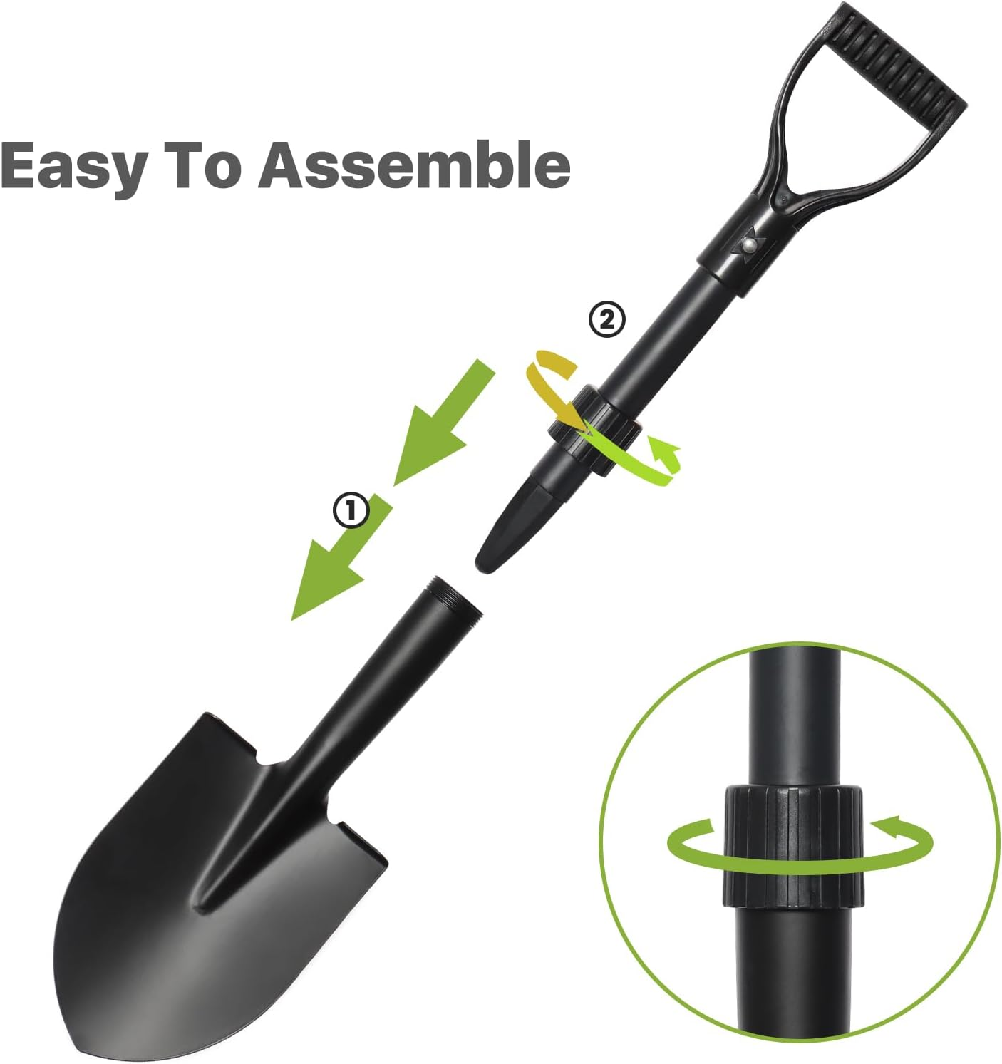 GSBLUNIE 28" Small Shovel, Heavy Duty with D Handle, Pointed Spade, Fiberglass Shaft, Black image number 4