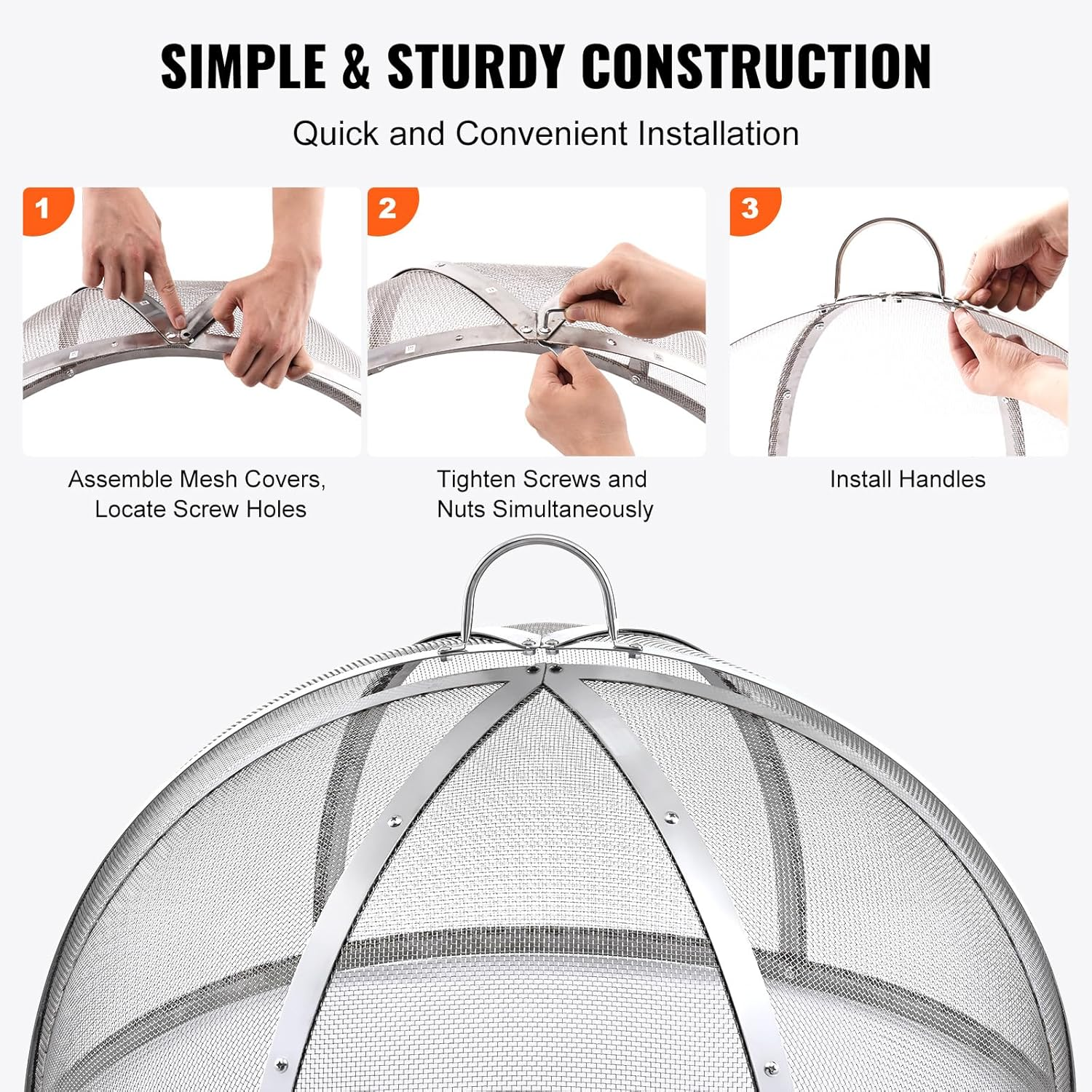 VEVOR Firepit Spark Screen Lid, 36" Diameter, Outdoor Firepit Ring Cover round Accessories, Fire Pit Metal Cover, Easy-Opening Stainless Steel Fire Ring Covers for Outdoor Patio Fire Pits Backyard image number 4