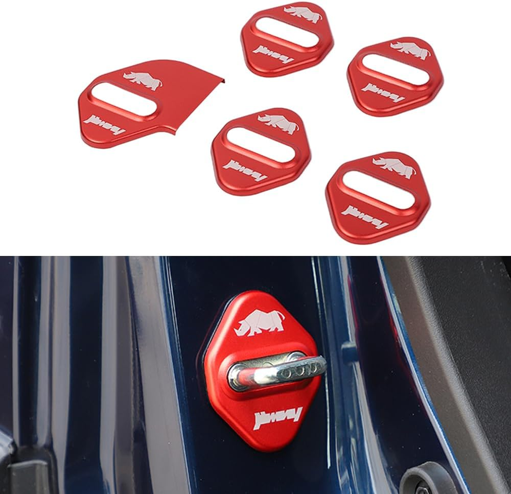 For Jimny Door Lock Cover, Aluminum Alloy Car Door Lock Latches Cover Protector Compatible with Suzuki Jimny 2019 2020 2021 2022 2023 Car Accessories (B, Black)