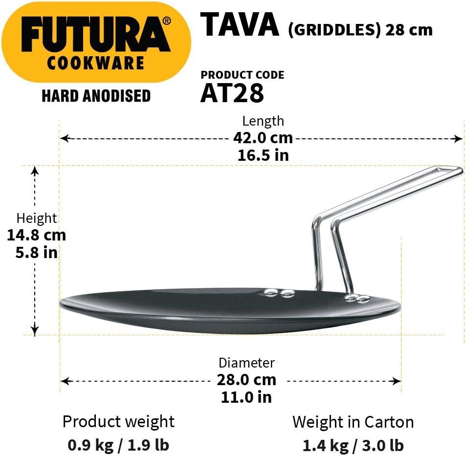 Hawkins-Futura Hard Anodized Concave Griddle Tava, 11-Inch Diameter,Black image number 6