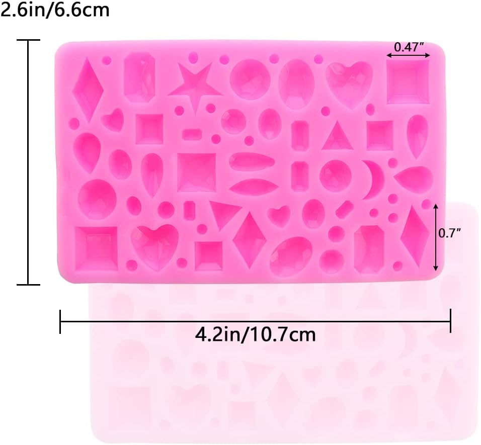 2-Piece Silicone Gummy Candy Molds - Gems, Heart, Star Shapes for Chocolate, Fondant, Resin & Cake image number 2