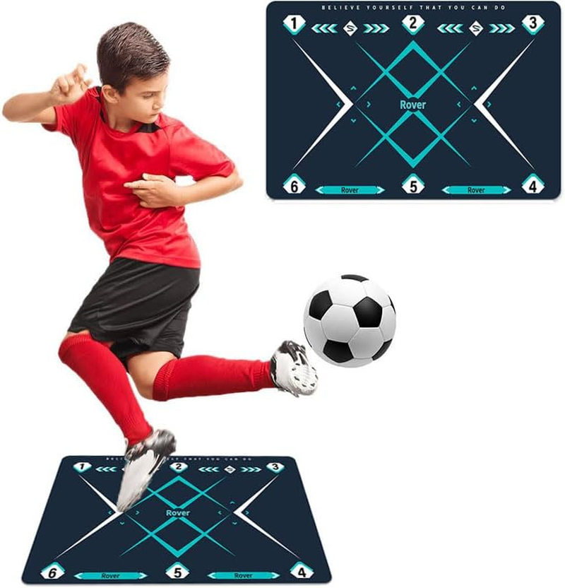 Football Training Mat with Adjustable Kick Trainer Belt 90X60Cm Non-Slip Silent Pad for All Ages Improves Speed, Agility, Strength & Skills - Footstep Training for Soccer Practice at Home or Field