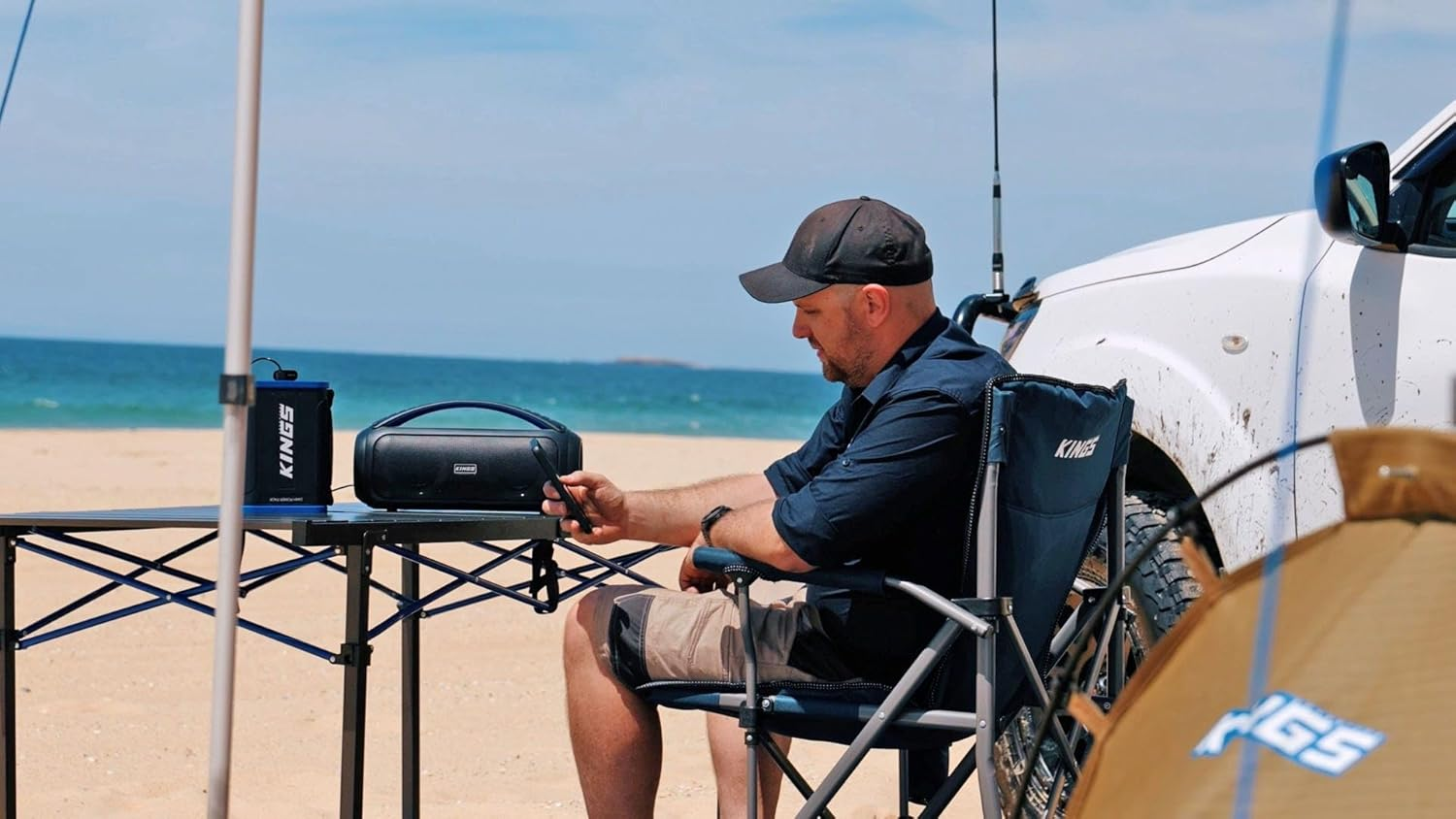 Kings Aluminium Roll-Up Camp Table |50Kg Weight Rating | Locking Frame image number 2