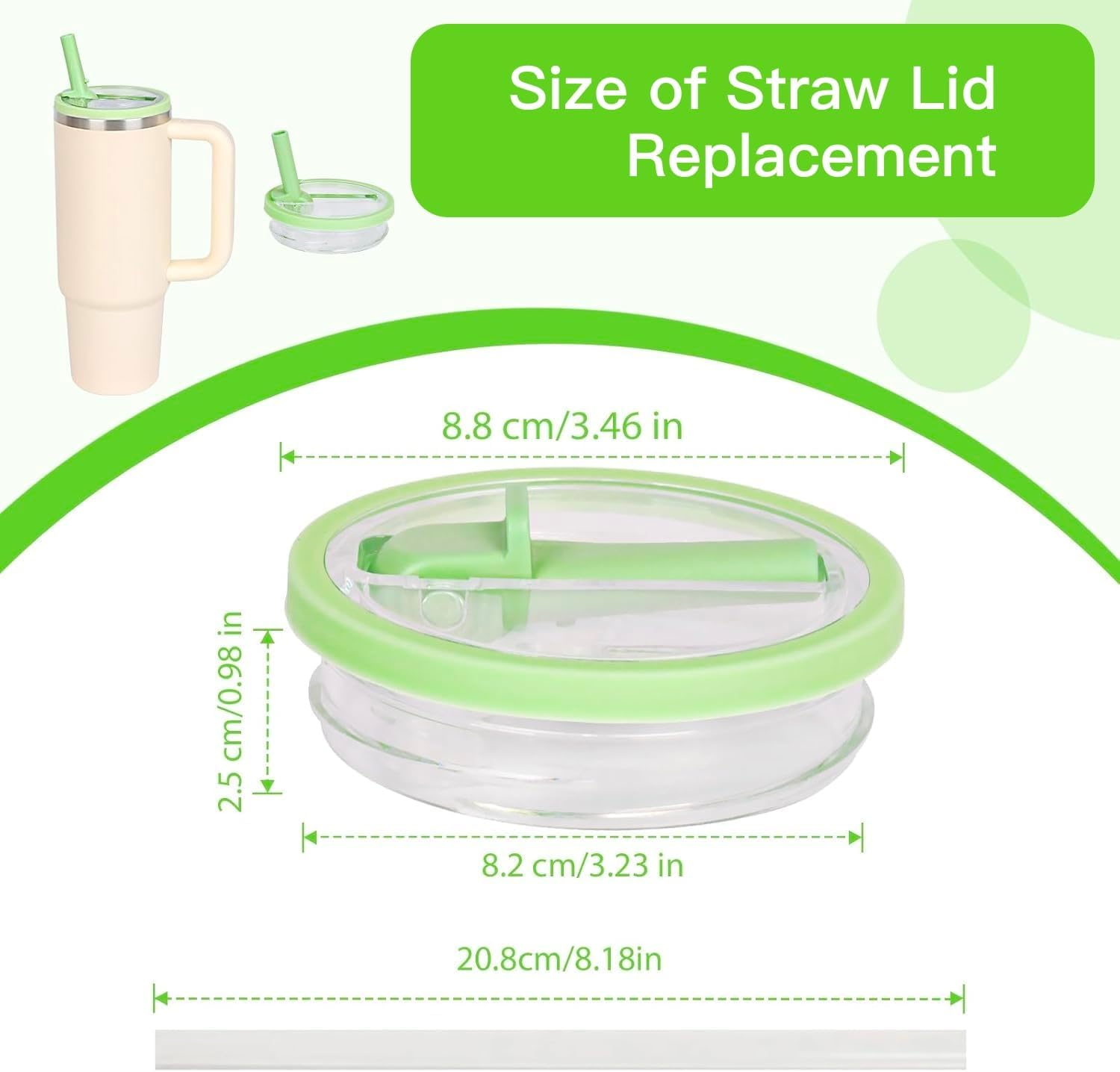 30 Oz Reusable Leak-Proof Cap Top Cover Stanley Cup Accessory for Stanley, with Handle, Leak-Proof Splash-Proof Replaceable Stanley Cap (Green) image number 2