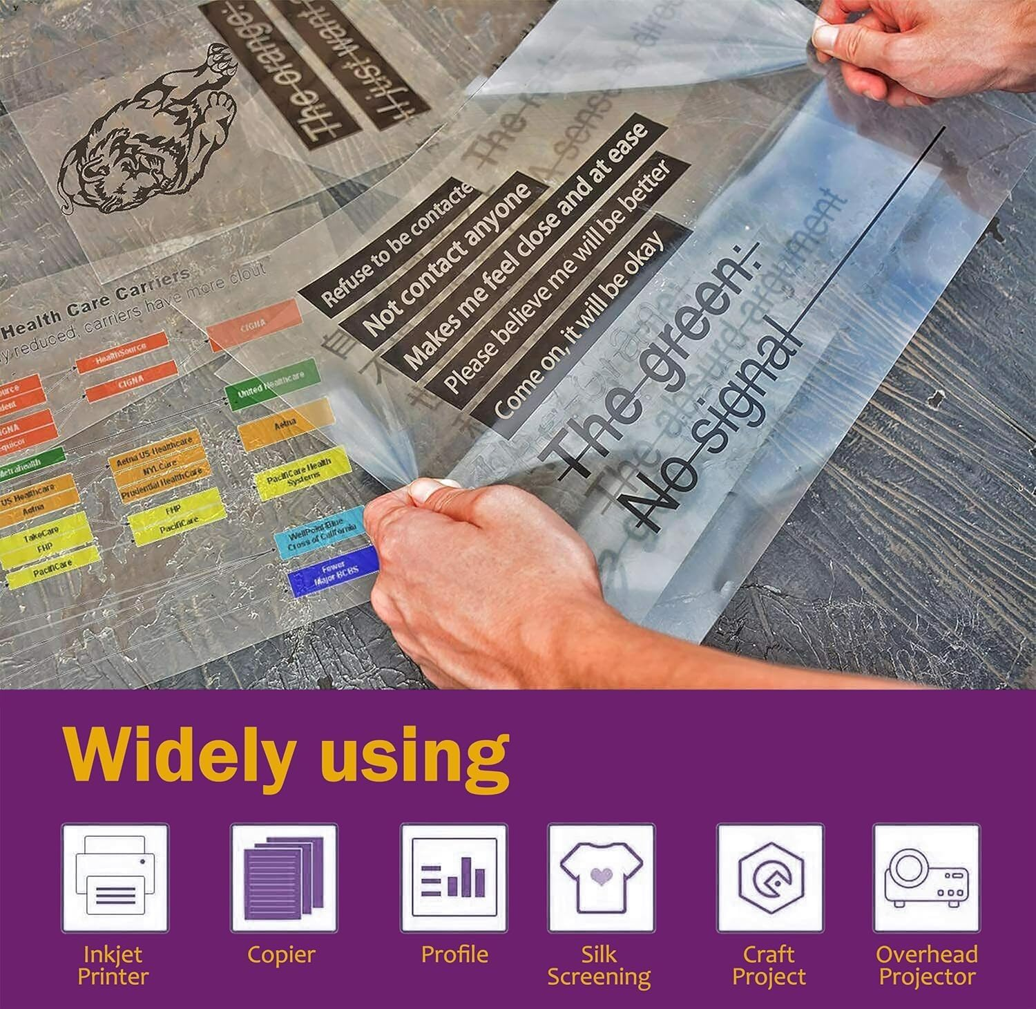 HADI Inkjet Transparency Film 25 Sheets A4-100% Clear Transparency- Acetate Sheets for Crafts,Overhead Projector Presentations OHP, Film Tracing Graphic Design-Screen Printing-Quick Dry, Printing Film image number 5