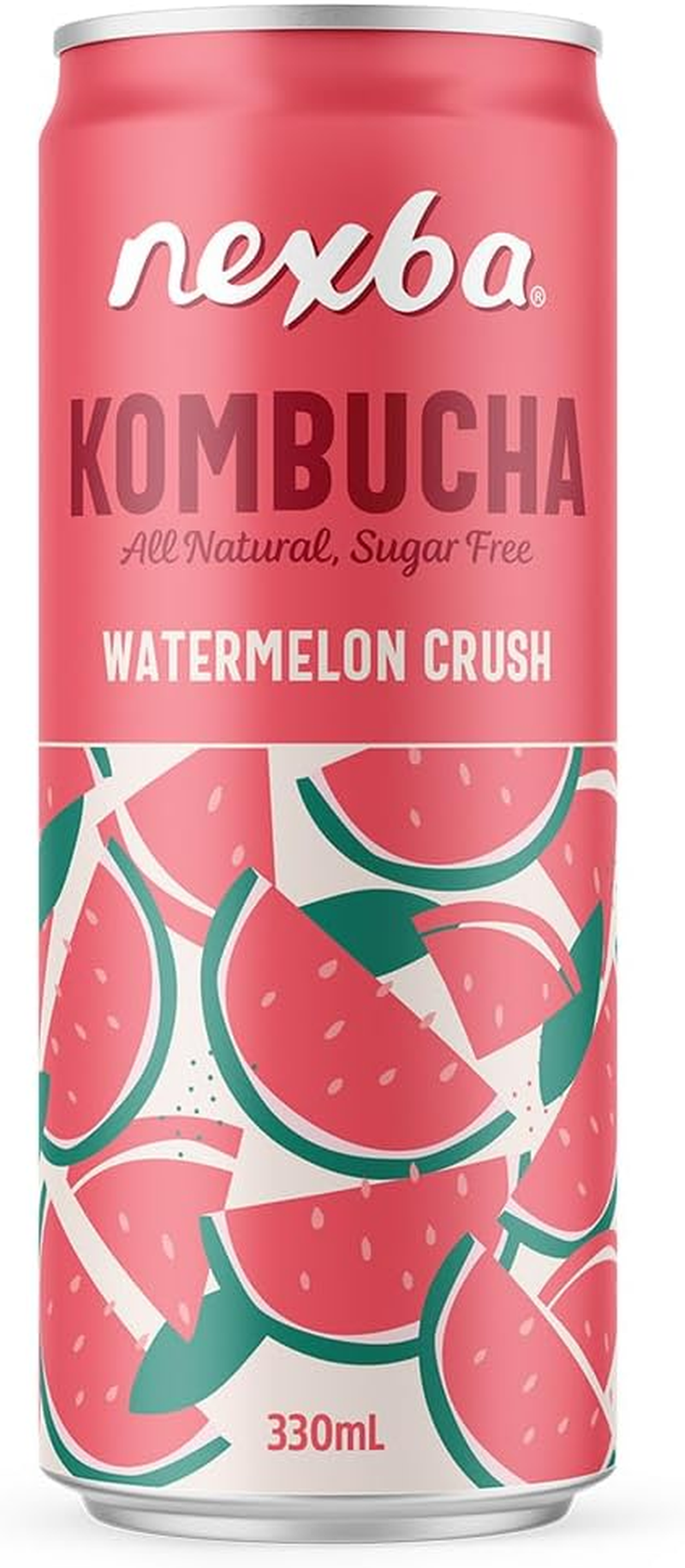 Nexba Kombucha &ndash; Watermelon Crush &ndash; All Natural Sugar Free &ndash; 24 X 330Ml Cans
