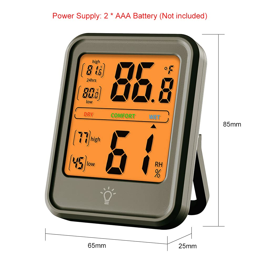 Digital Hygrometer Indoor Temperature and Humidity Meter with Display High Precision Condition Indicator Low Records for Home Bedroom Office Greenhouse image number 3