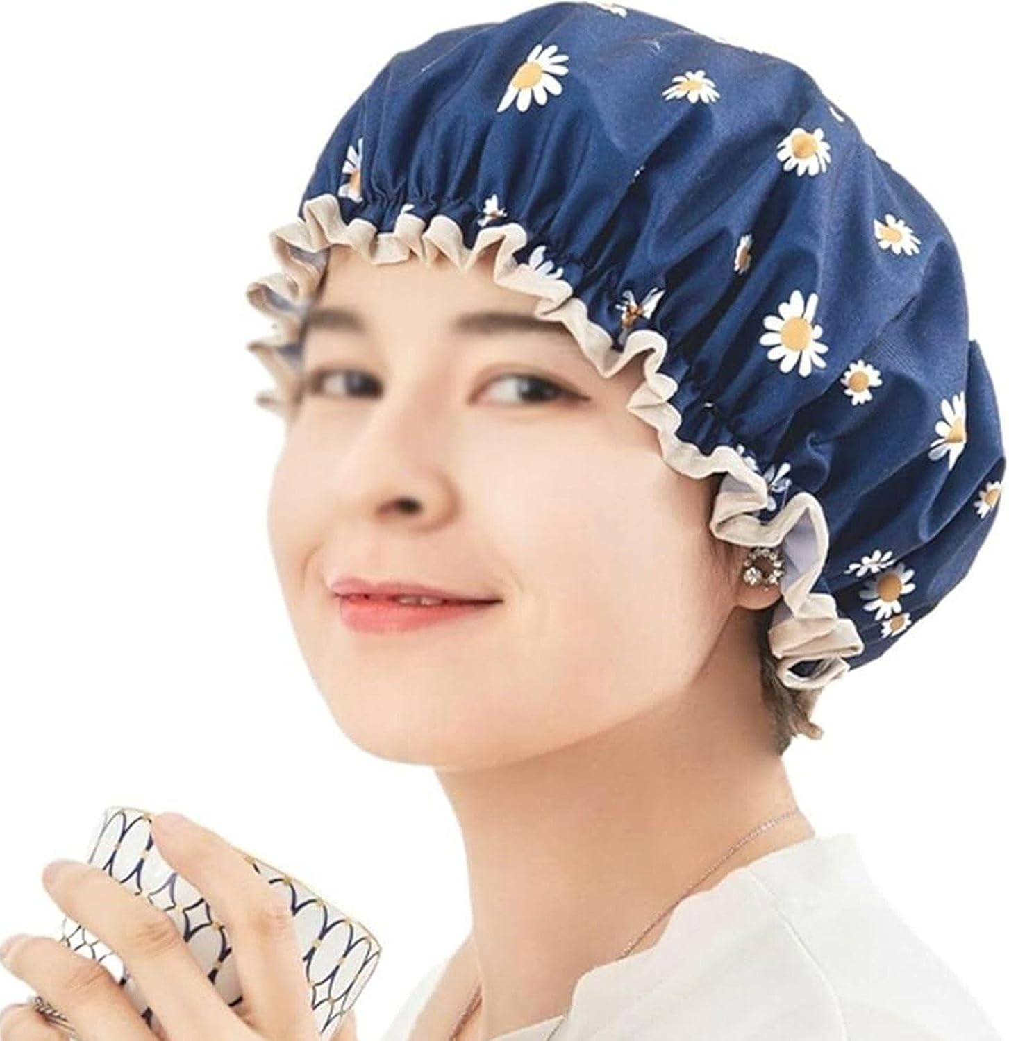 Pack of 2 Floral Printed Shower Cap, Women'S Shower Cap, Waterproof Shower Cap, Reusable Shower Cap, Shower Accessories image number 1