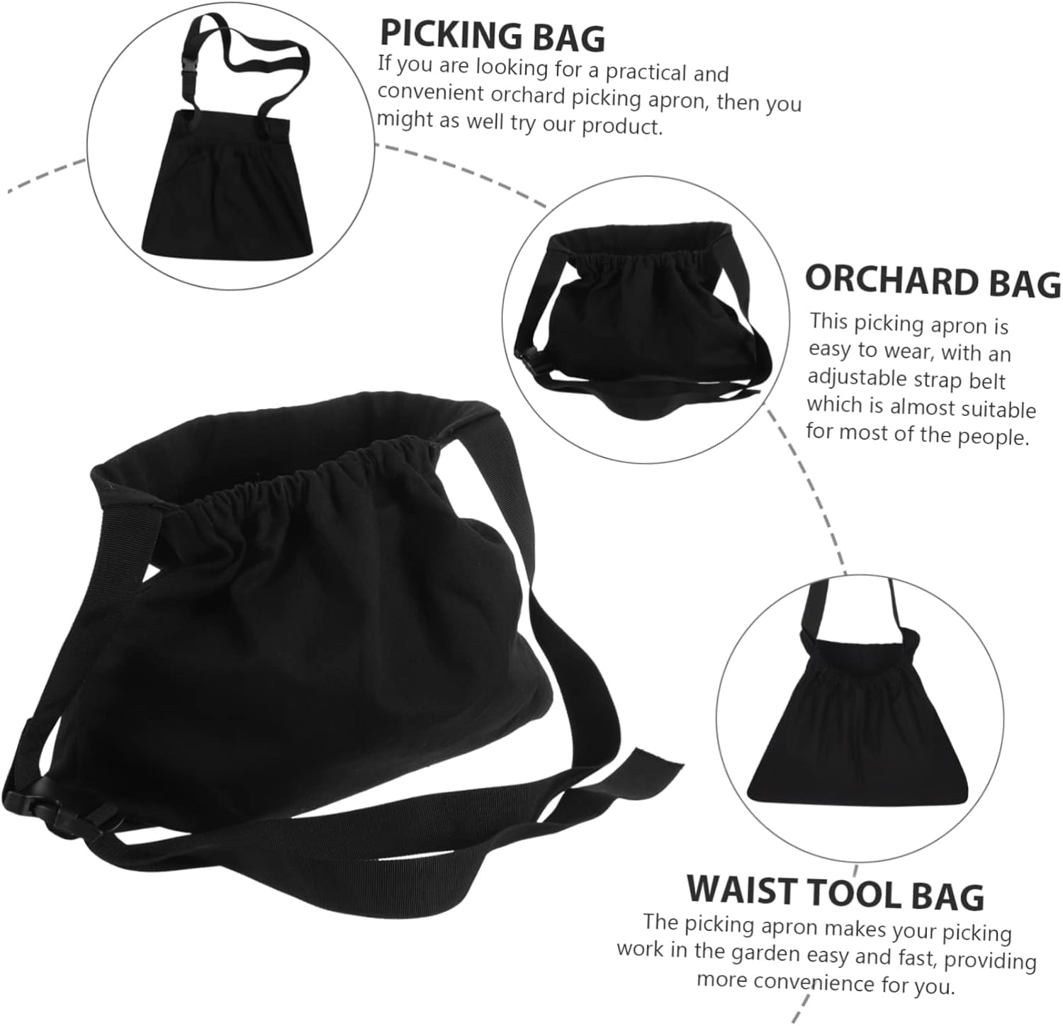 BESPORTBLE Vegetable Picking Aprons Garden Bag for Outdoor Harvesting and Foraging, Sturdy Waist Hanging Storage Pouch Multiple Compartments, for Gardening Supplies and Berry Picking image number 2