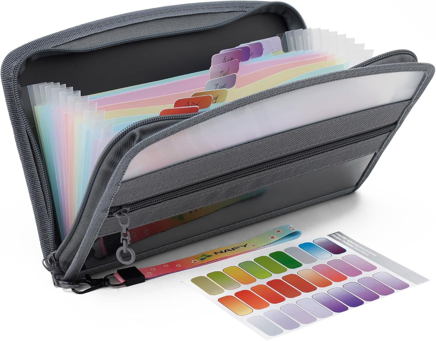 NAFY Small Accordion File Organizer, A5 Check Size 13 Pockets Coupon Receipt Holder Organizer with Zipper, 11X7 Inches Accordion Expanding Folder Wallet for Coupon, Receipt, Bills, Cash(Lavender)