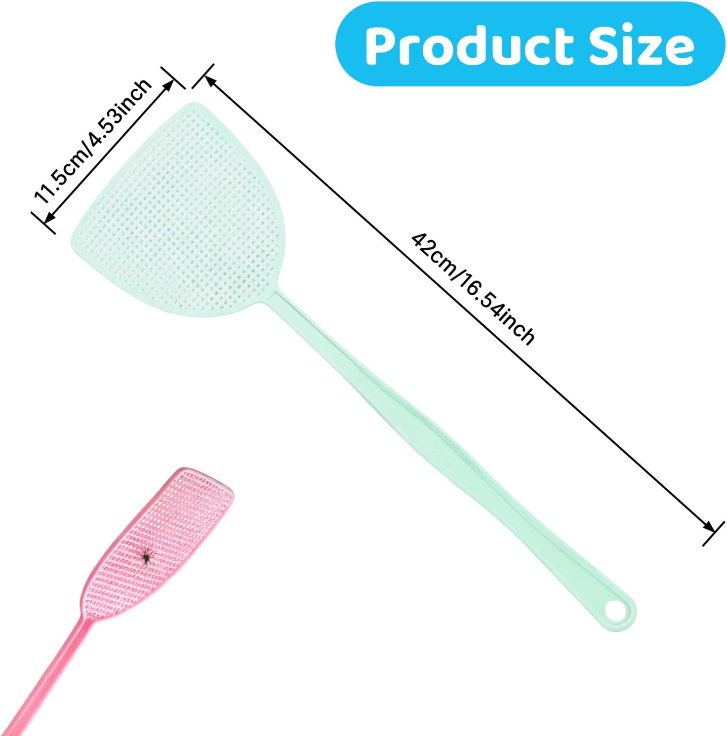 3Pcs Fly Swatter, 16.54 Inch Flexible Long Handle Fly Swat Set, Plastic Manual Mosquito Pest Swatters for Kitchen, Baby Nursery, Camping & Outdoor Activities, 3 Colors image number 1