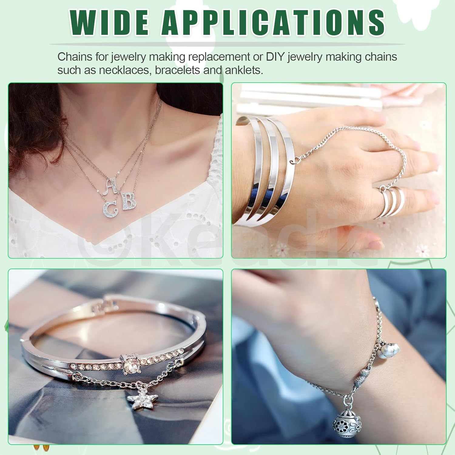 Keadic 102Pcs 30 Feet Jewelry Making Chains Kit W 3Mm Metal Necklace Twisted Links Chain, Lobster Clasps, Open Jump Rings and Jewelry Pliers for Bracelet Earring Anklet DIY (Gun-Metal) - Copper image number 3