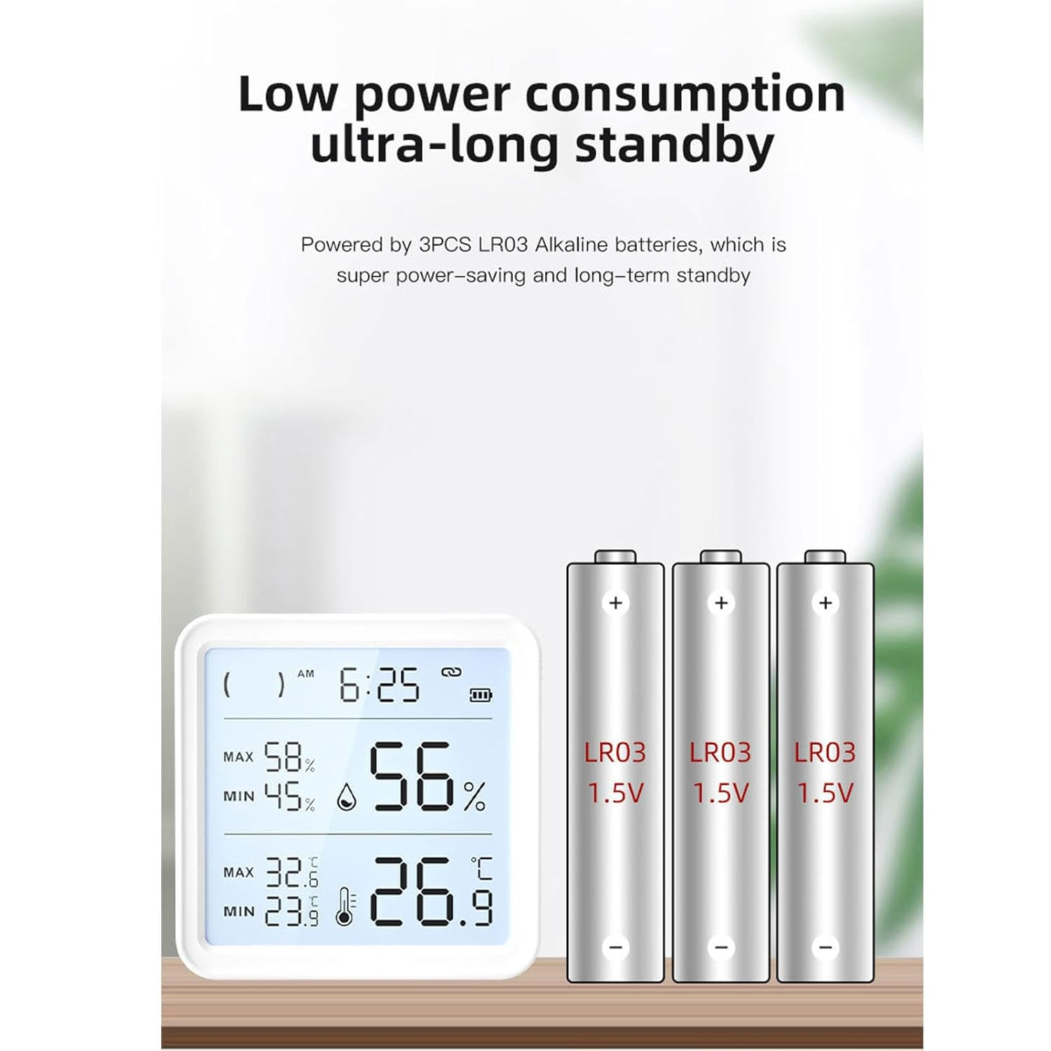 Jiawu Electronic Temperature Humidity Gauge Long Battery Life for Indoor Outdoor Use ABS Material Black image number 3