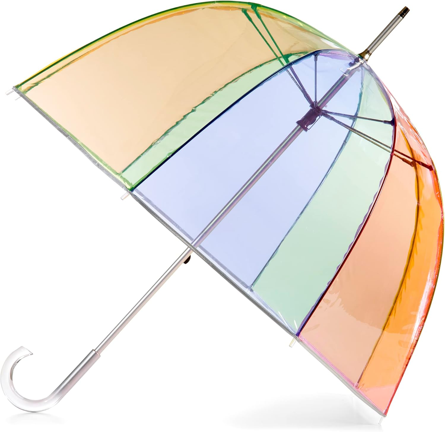 Totes Clear Bubble Umbrella with Dome Canopy - Lightweight Design for Wind and Rain Protection - Adults 51" Rainbow image number 2