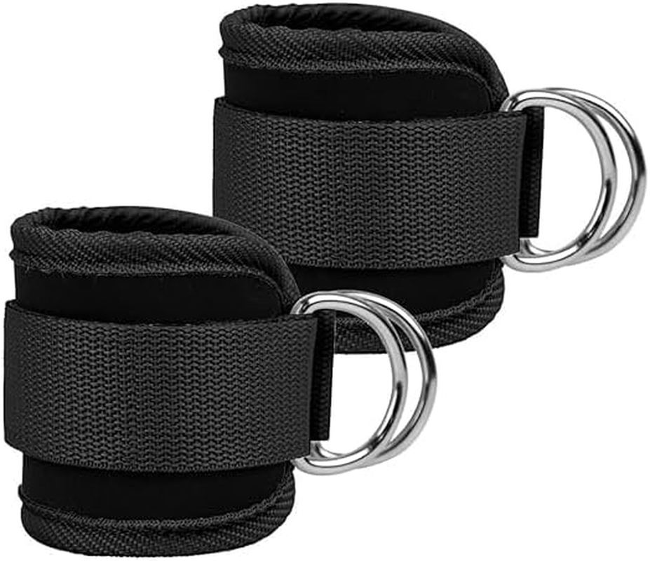 Fitness Ankle Straps for Cable Machines, 2 Pack Adjustable Ankle Strap with Double D-Rings and Neoprene Support,Comfortable Adjustable Padded Ankle Wrist Cuffs Neoprene Padded Straps image number 6