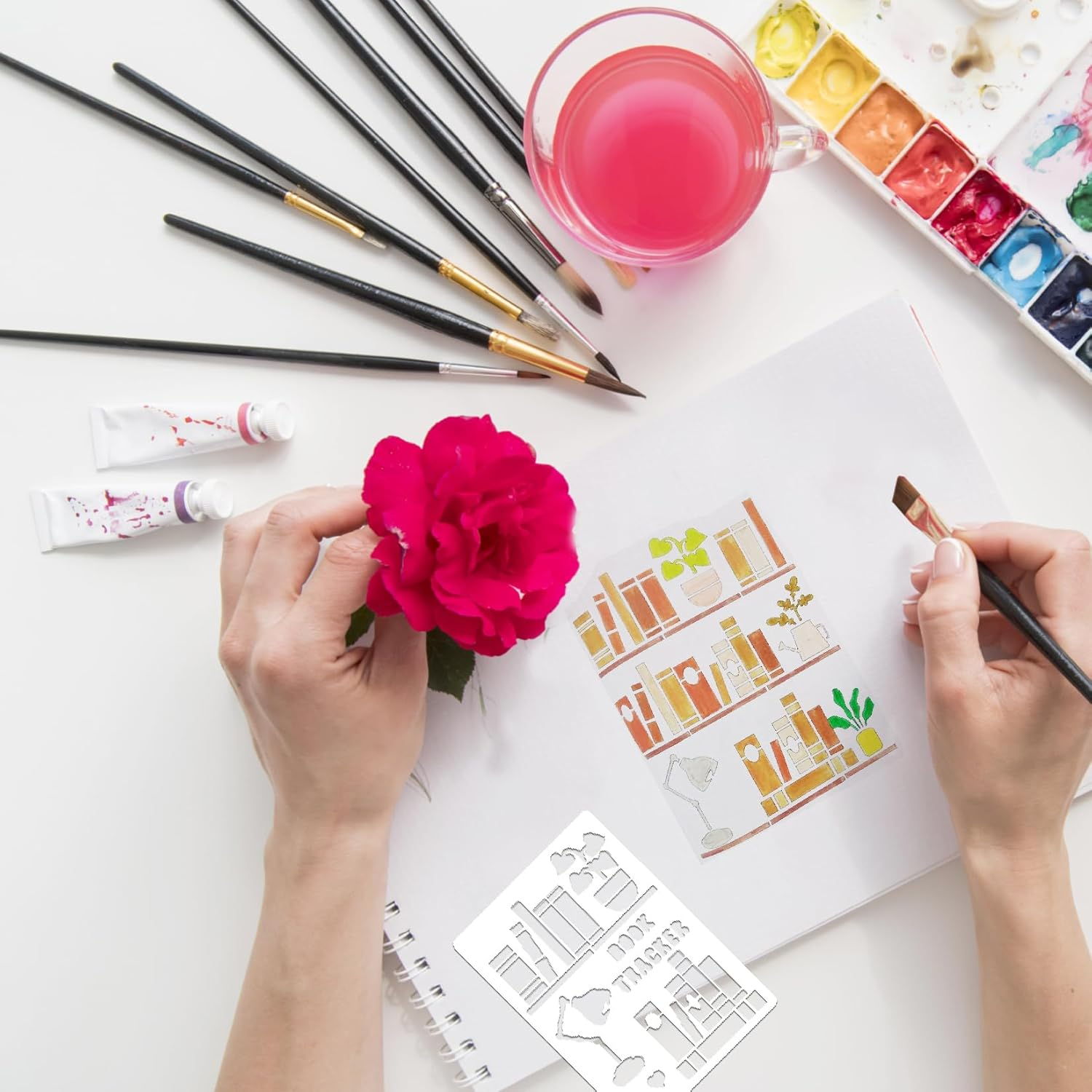 16 Pieces Journal Stencils for Dotted Journals Supplies, Happy Planner Stencils for Journaling DIY Drawing Templates Accessories Kit for Notebook Cards Scrapbook (16 Journal) image number 4