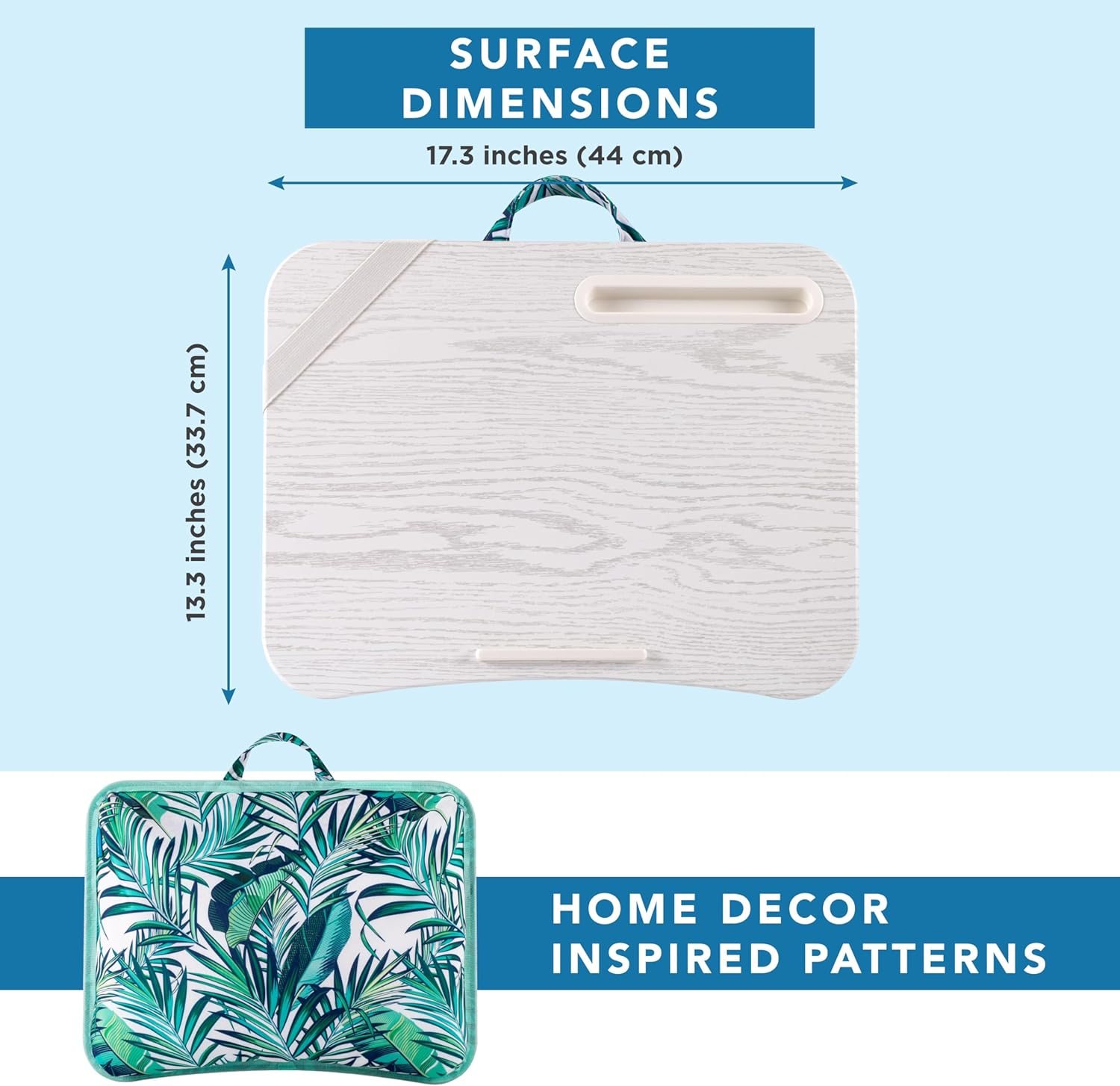 LAPGEAR Designer Lap Desk with Phone Holder and Device Ledge - Tropical Palm Leaves - Fits up to 15.6 Inch Laptops - Style No. 45427 - Floral Block Print image number 5