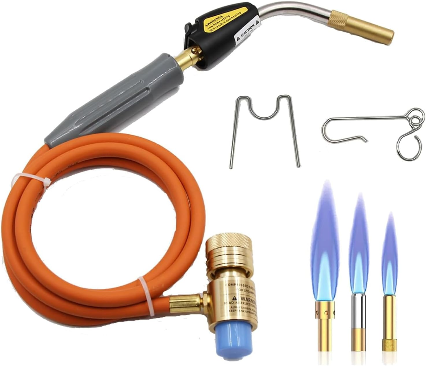 High Intensity Propane Torch with Self Ignition, Mapp MAP Gas Welding Torch with 3 Nozzles & 1.5M Hose Maximum Operating Temperature 1850℃, for Welding, High Temperature Heating, Etc. image number 4
