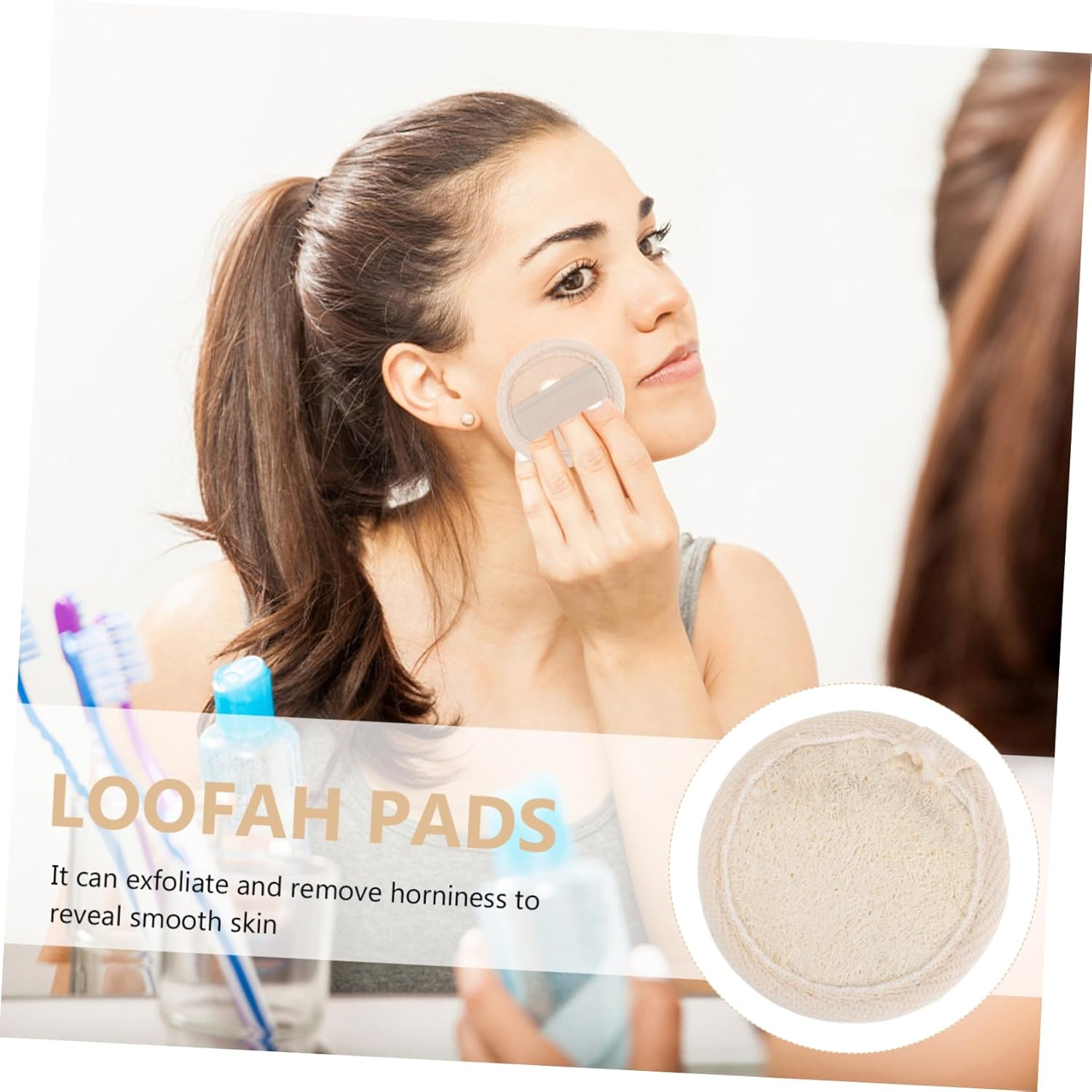 MERRYHAPY Loofah Facial Cleanser Pads for Makeup Removal Exfoliating Skin Care Natural Loofah Material for Daily Facial Washing Routine image number 5