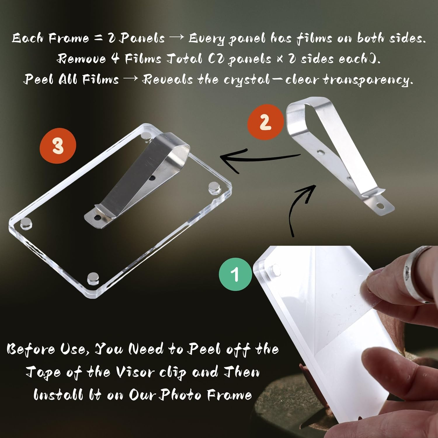 MOTOFITOOL Car Sun Visor Photo Holder, Car Visor Clip, Universal Magnetic Photo Clip, Car Picture Frame, Decorate Your Car Visor Clip with Personality, Transparent, 2.4X3.5 Inch image number 6