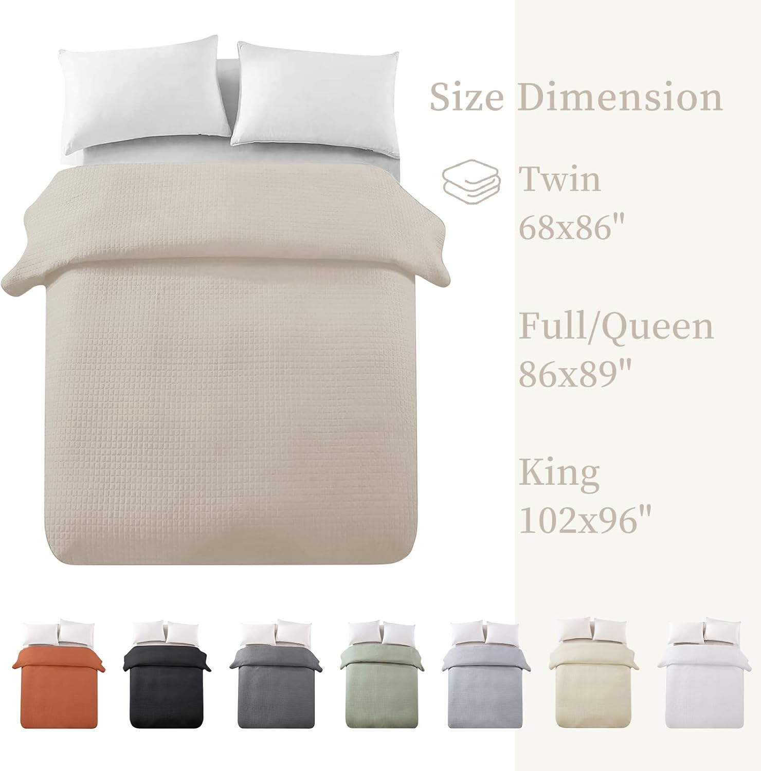 Hollyhome Luxury Checkered Super Soft Solid Single Pinsonic Bed Quilt Bedspread Bed Cover, Beige, Full/Queen image number 3