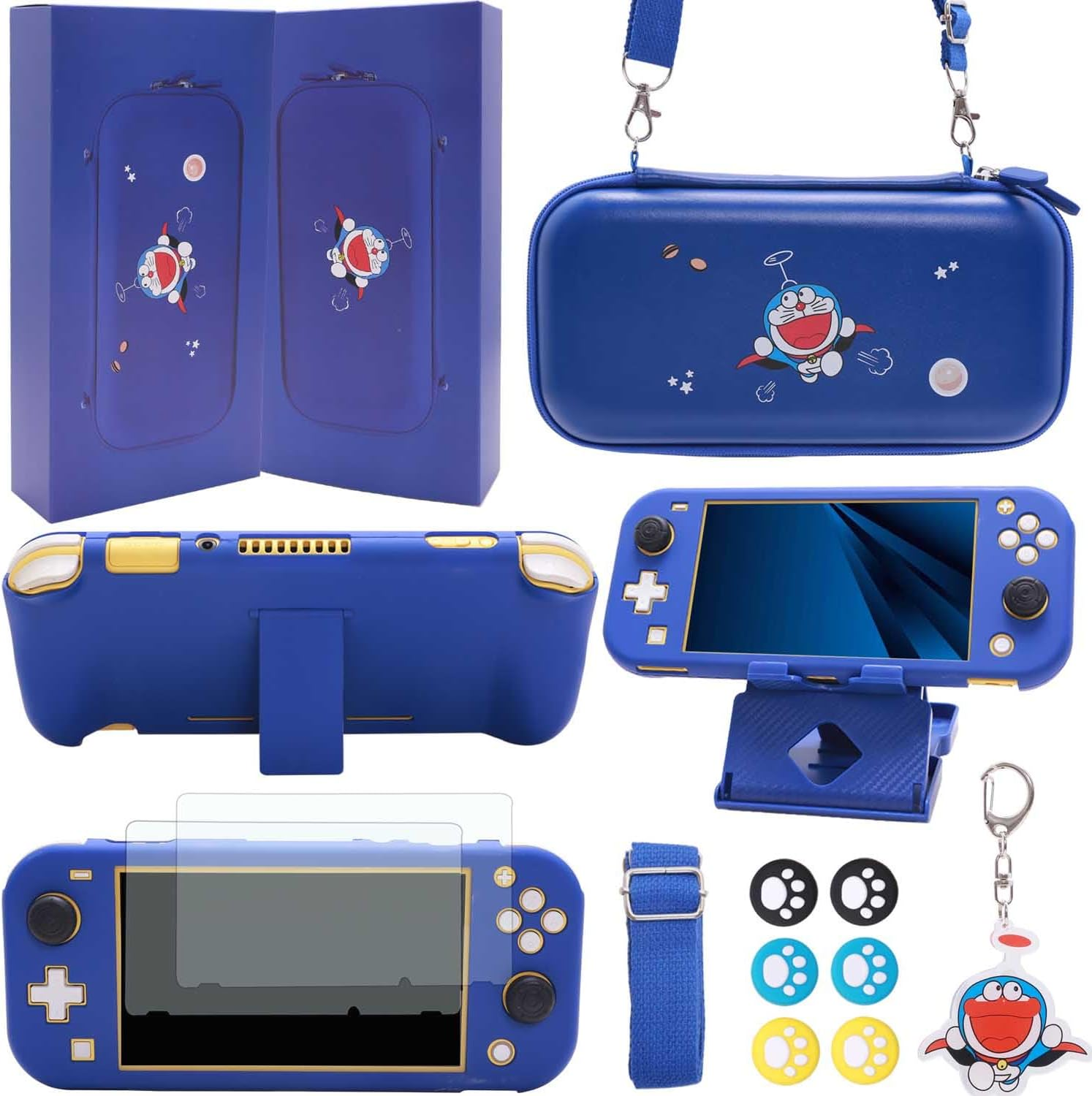 GUTIAL Accessories Bundle for Nintendo Switch Lite - Cute Kawaii NS Lite Accessories Kit for Grils Boys Kids with Carrying Case, Cartoon Cover Case, Screen Protector, Stand - Purple