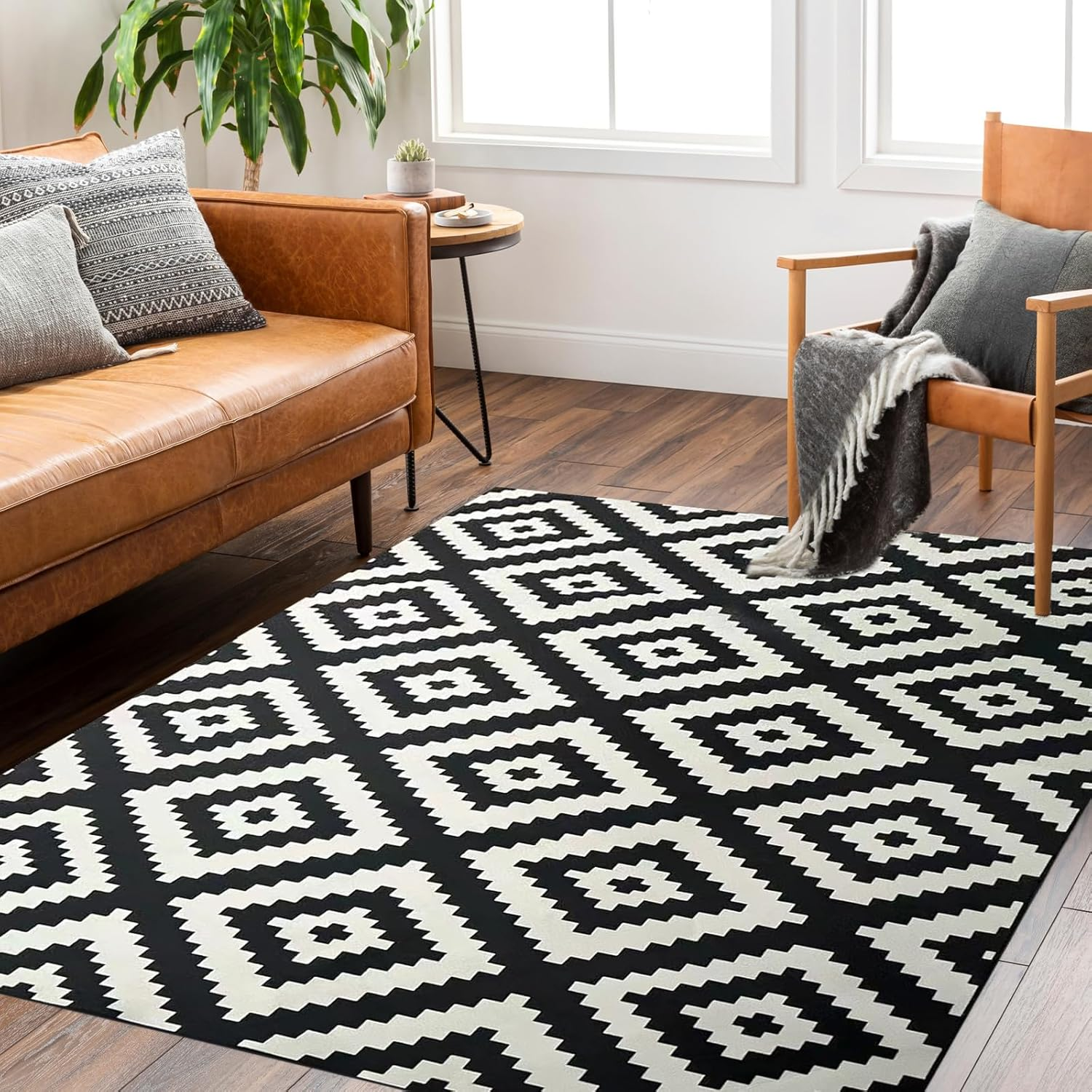 TFMODBFA 200X300Cm Large Area Rug Livingroom Rugs, Non-Slip Washable Rugs Vintage Carpet Mat 6&times;9 Indoor Rugs Modern Soft Abstract Rugs Home Decor(Gray-White)