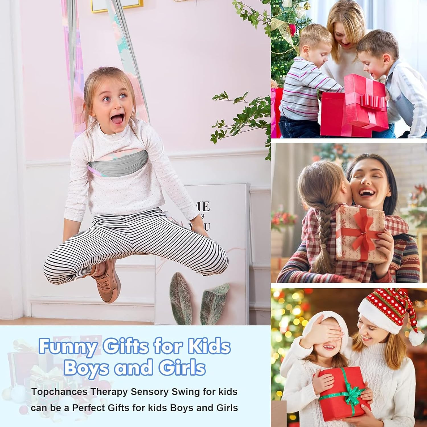 Visuivit Sensory Swing for Kids, Therapy Swing Indoor Outdoor, Healing & Relaxing Cuddle Indoor Swings for Kids with Autism, ADHD, Sensory Processing Disorder (Rainbow, Single Layer) image number 7