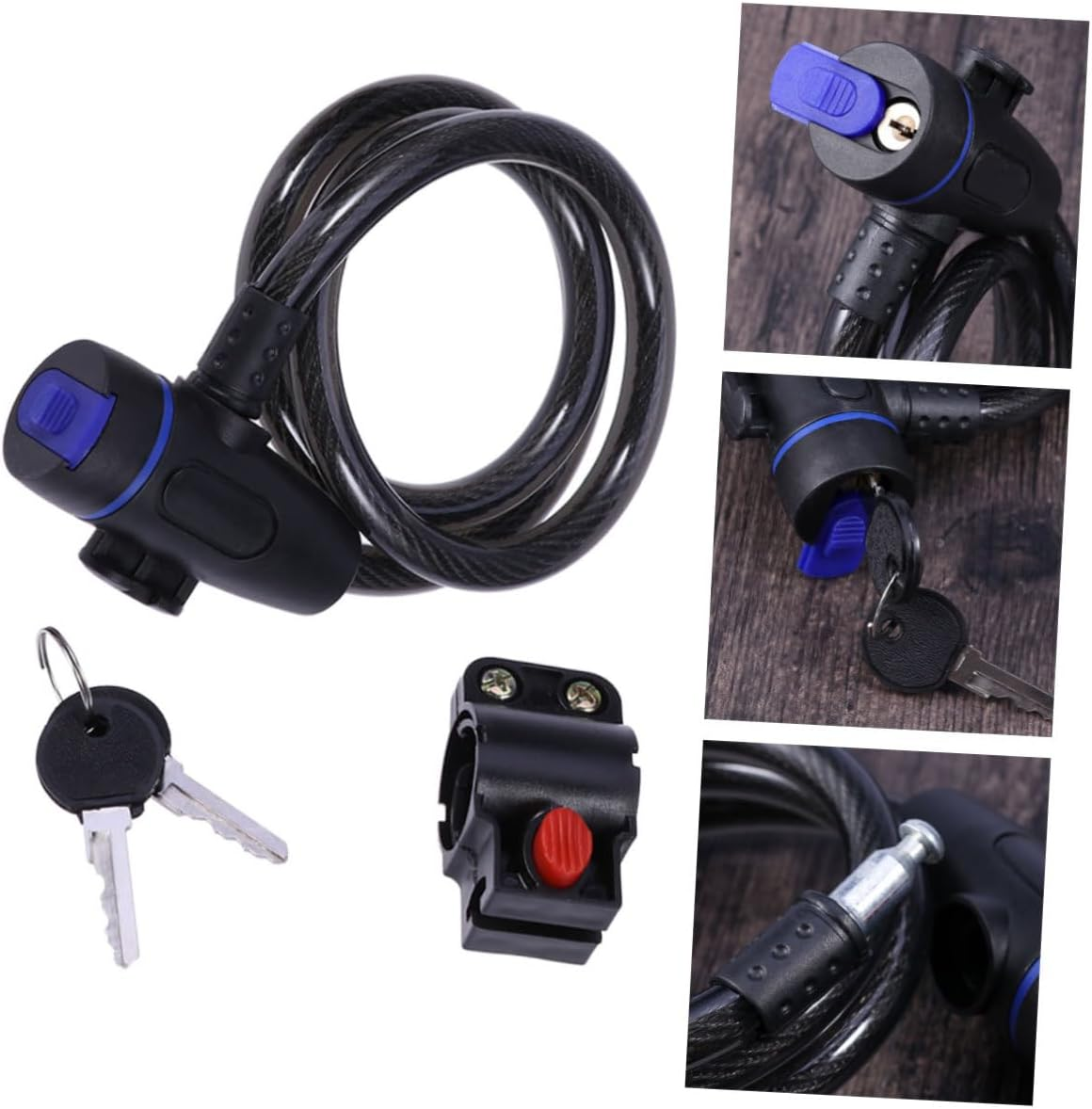 Milisten Colorful Bike Lock Anti-Theft Chain Lock Steel Cable Waterproof Bike Padlock for Road and Mountain Bicycles Blue