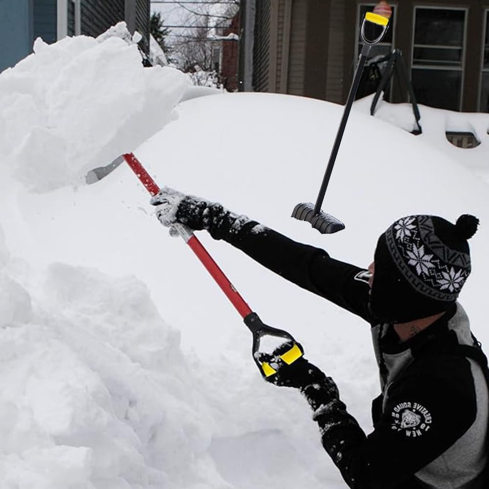 Shovel D Grip Handle 3.2Cm Inner Diameter Shovel Replacement Handle Silicone Grip Reinforcement Snow Shovel Handle Tool Garden Shovel (Black and Yellow) - Black And Yellow image number 6