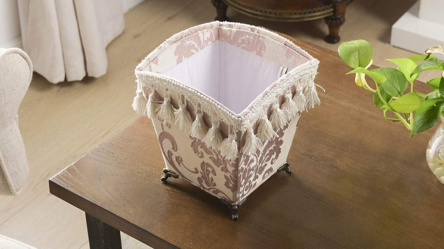 Jennifer Taylor 33026BX Cartonnage Tassel Trash Can, Beauty Salon, Nail Salon, Cosmetics, Makeup, Leone PK Pink Leone image number 5