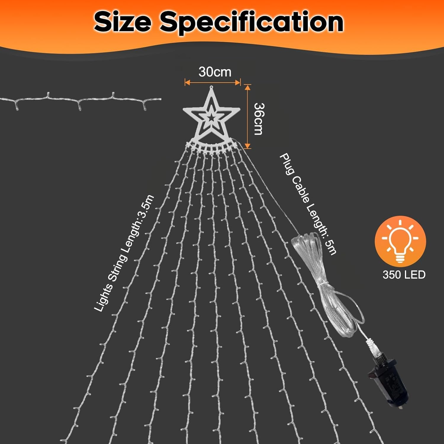 Outdoor Christmas Decorations Lights - Christmas Waterfall Star Lights with Star Toppers & SAA Approved Adapter, Multi-Color 8 Modes Lights Gifts for Yard Patio Holiday Xmas Decorations image number 1