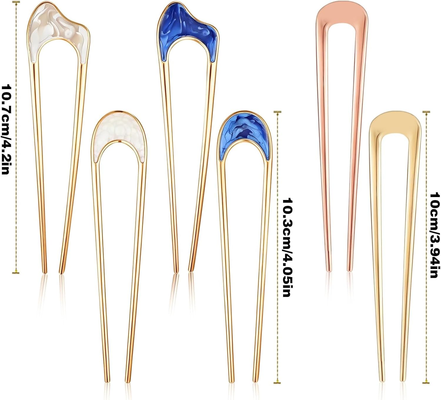 6 Pcs U French Hair Pins Women Metal for Hair Bun U Shaped French Twist Pin Gold Blue Thick Thin Chignon Hairstyles Accessories Classical Sticks for Women Girls Holiday Gifts Wedding Updo Top Knots image number 5