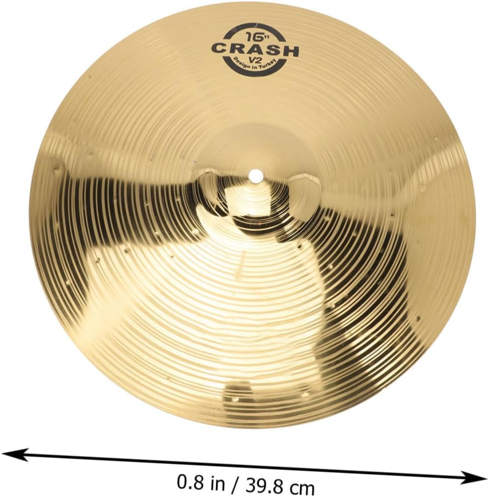 Vaguelly 16" Crash Cymbals, Brass Cymbals Drum Set Percussion Cymbals for Beginners and Students, Gold, 40 Cm