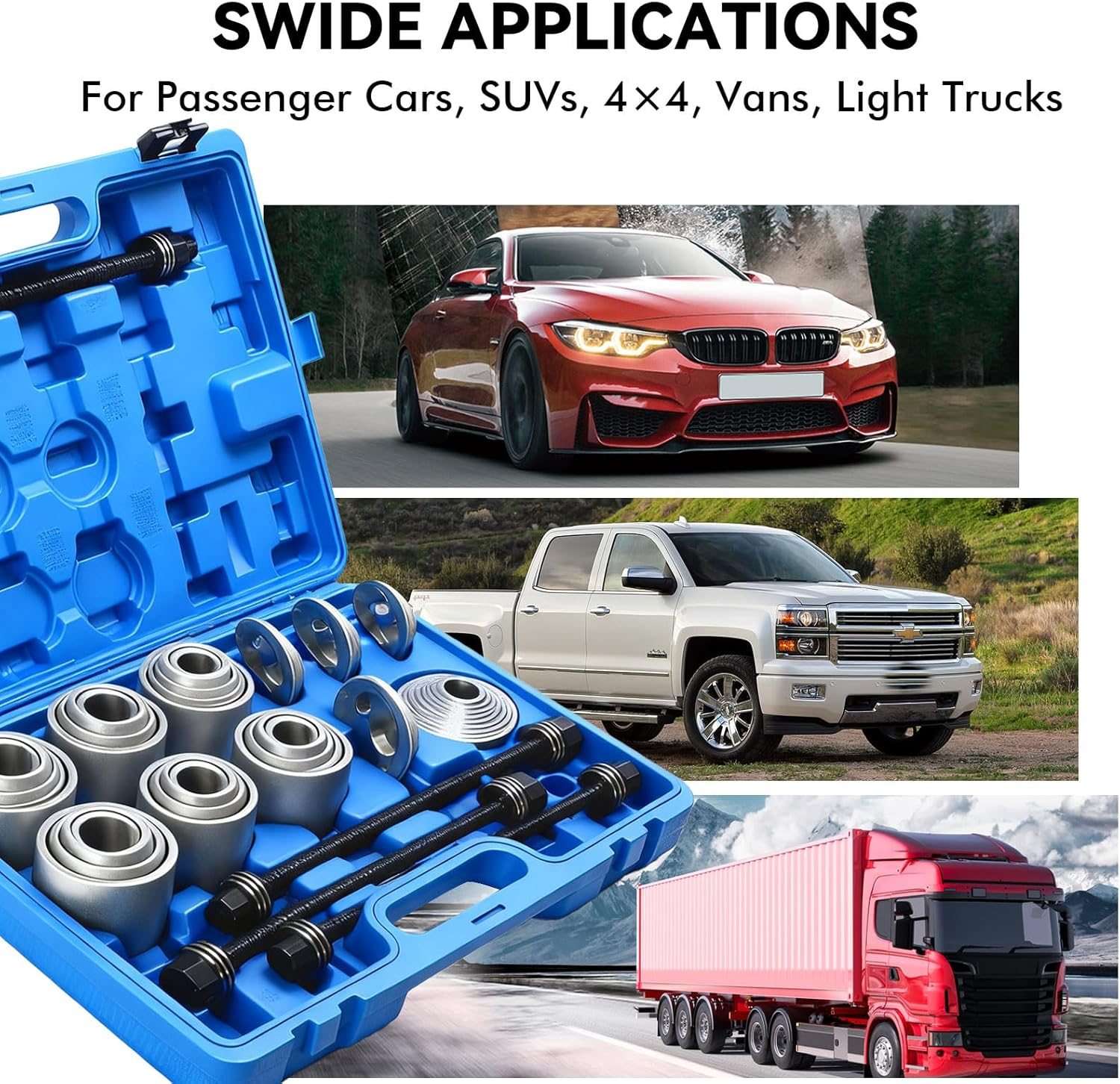 36Pcs Bushing Bearing and Seal Removal Tool Set, Universal Press & Pull Sleeve Installation Tool with Spindles and Step Discs, Automotive Suspension Bushing Extractor Kits for Silent Rubber Bearings image number 5