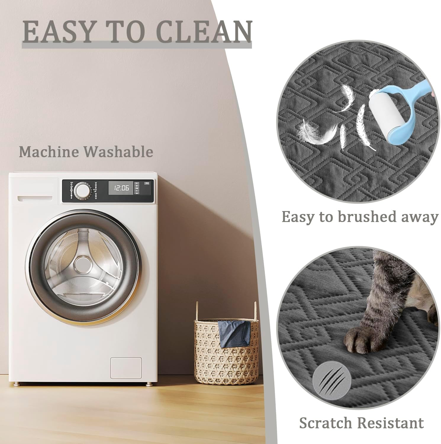 Fuguitex Waterproof Dog Bed Cover Dog Blanket for Pet Furniture Bed Couch Sofa Reversible Linen Texture(40"*50",Dark Grey+ Dark Grey) image number 4