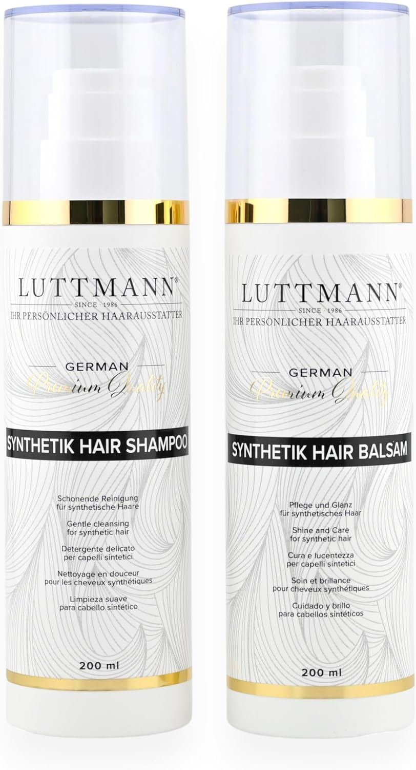 LUTTMANN&reg; Synthetic Hair Care Wigs Shampoo & Balm Care Set 200 Ml Each - Gentle Cleaning for Synthetic Hair - Especially for Hairpieces & Wigs image number 5