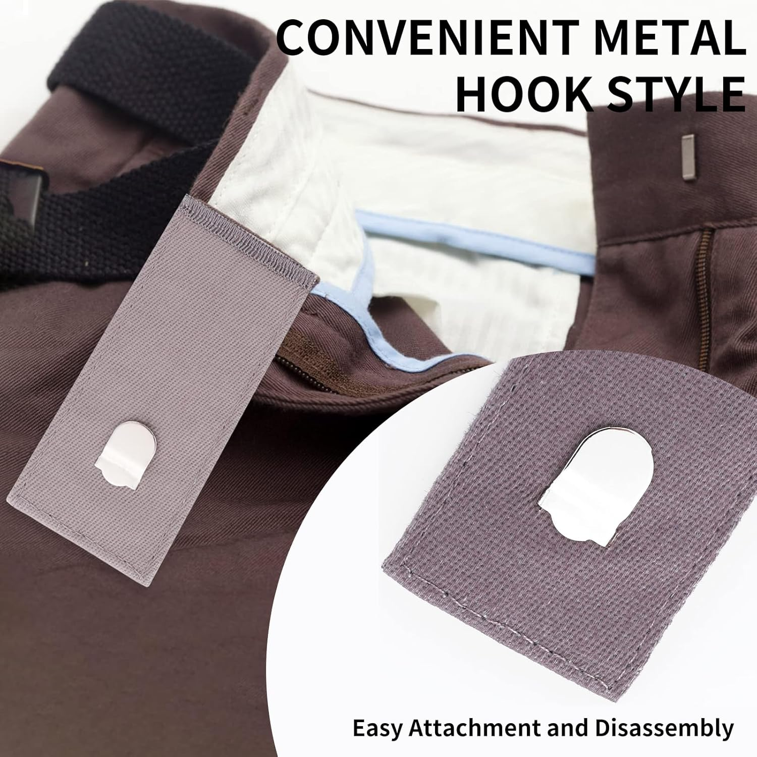 MAEZOE 10PCS Pants Waist Extenders with Metal Hook, Button Extender for Pants, Elastic Waistband Button Extender for Women Men