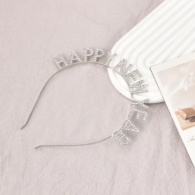 New Years Headband for Women Happy New Year Decorations 2024 Silver Rhinestone Headpiece for Girls New Year'S Eve Party Hats Holiday Headbands for Toddler Girl Hair Accessories for Womens Hair Band image number 5