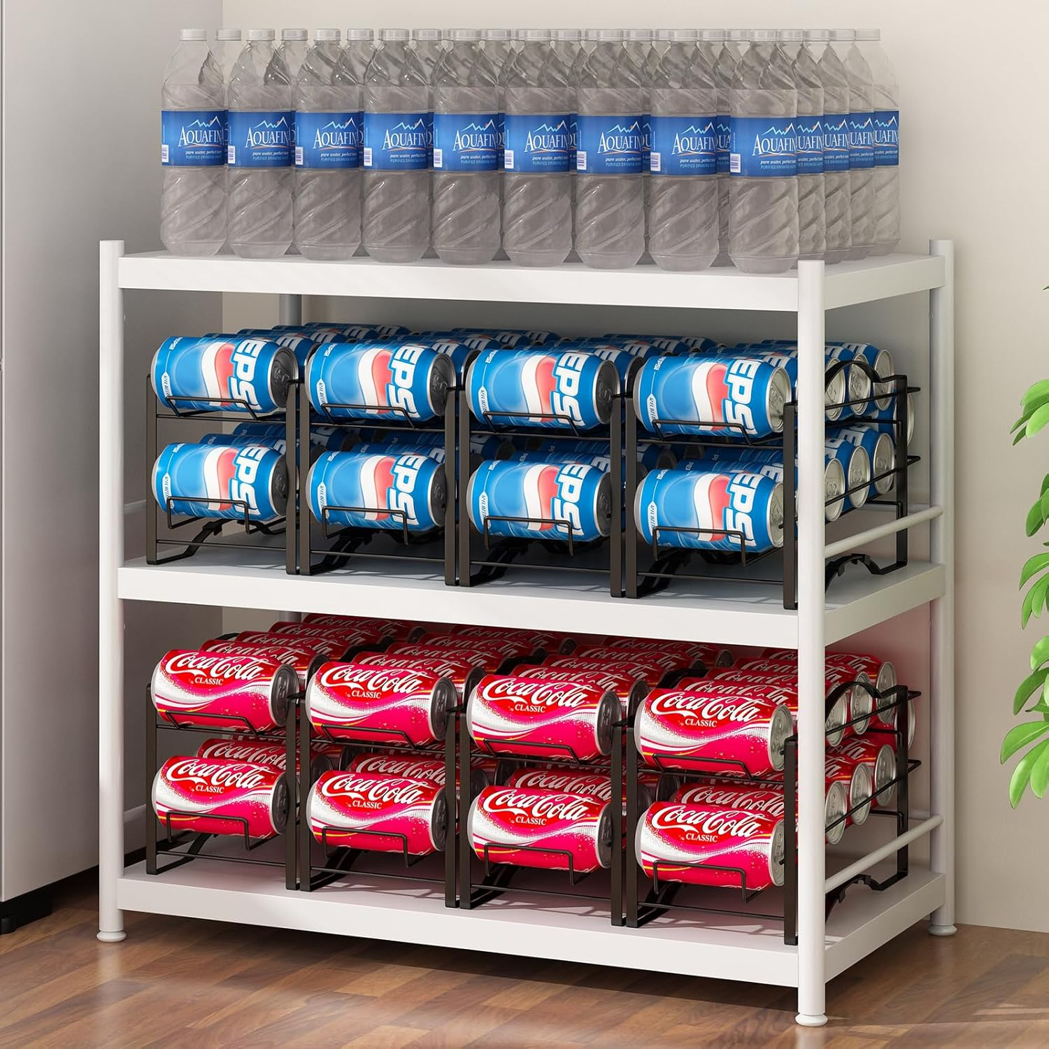 GILLAS 4 Pack Soda Can Organizer Rack for Pantry, Stackable Beverage Soda Can Storage Dispenser Holder for Refrigerator, Cabinet, Black image number 5