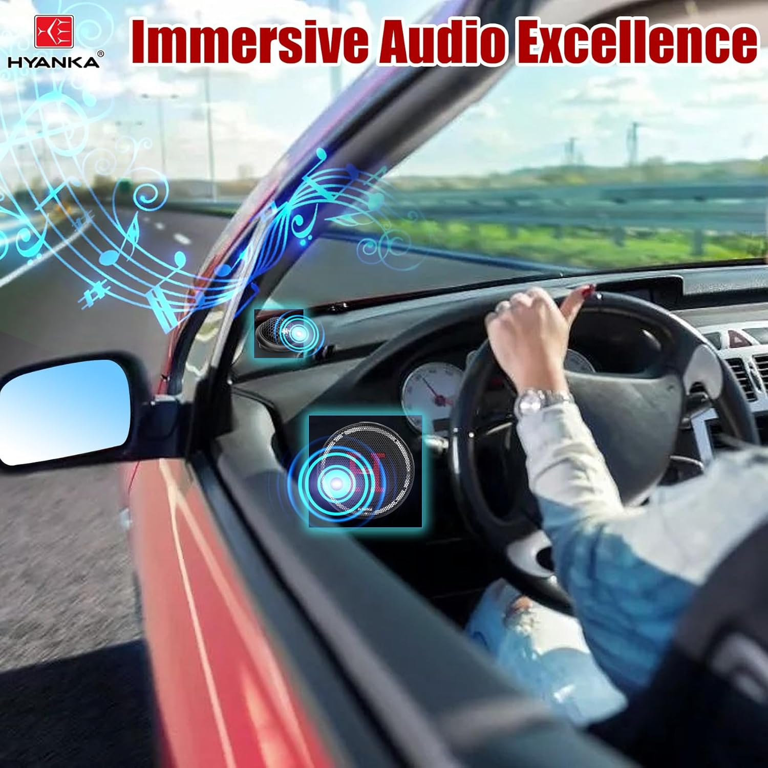 H YANKA HCP-65 6.5 Component Car Speakers, 800 Watt Car Audio Stereo Door Speakers Perfect for Upgrading Any Car Stereo System Includes 2 X Midrange Woofers, Tweeters, and Crossovers (Set) image number 1