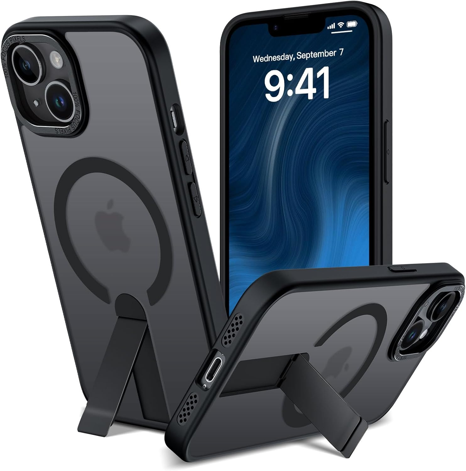 DEVASO Case for Iphone 17 Pro with Stand, Compatible Magsafe Integrated Invisible Stand, Mobile Phone Case, Scratch-Resistant, Shockproof, Anti-Fingerprint, Matte Case, Protective Case, Black image number 6