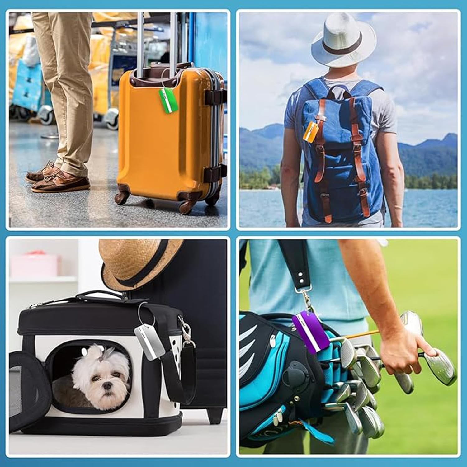 Suytvenxau 6-Pack Multicolor Aluminum Alloy Luggage Tags - Durable Baggage Tags with Name ID Cards & Stainless Steel Loops, Ideal Suitcase Accessories for Checked Luggage & Travel image number 1