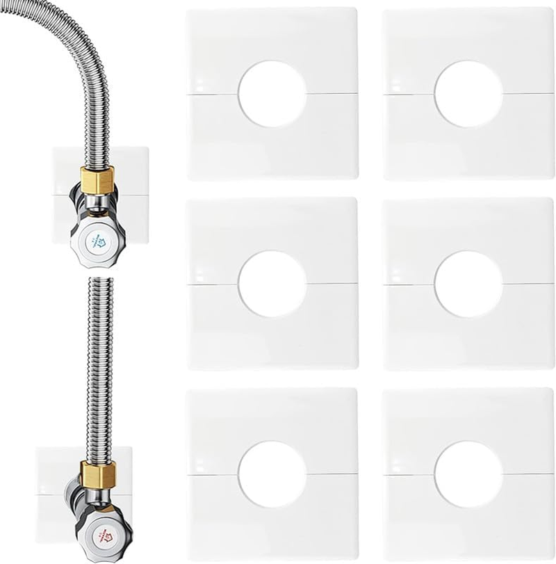 Square Plumbing Cover Plate,6Pcs Self Adhesive Pipe Plate Covers,Self-Adhesive Wall Hole Cover Square Pipe Cover Shower Pipe Covers,Abs Plastic Square Pipe Wall Covers Self-Adhesive Pipe Plate Covers image number 2