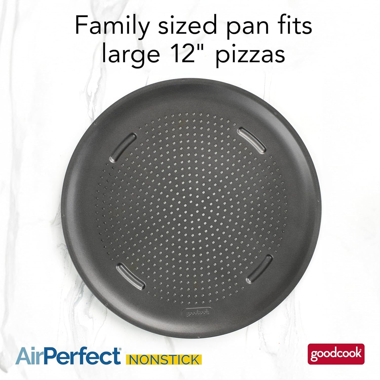 Goodcook Airperfect 15.75" Insulated Nonstick Carbon Steel Pizza Pan with Holes image number 3