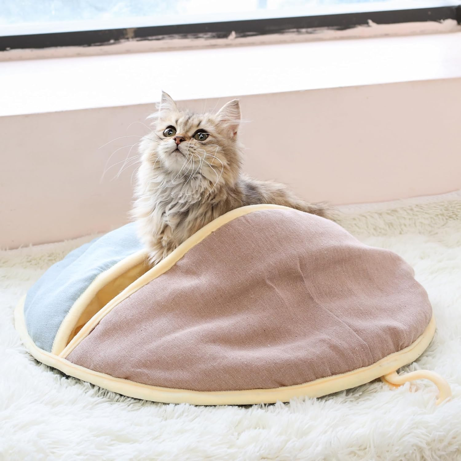 Pet Cat Sleeping Bag, round Cat Beds for Indoor Puppy and Kitten, Cat Cushion, Hidden House, Comfortable Cave Bed for Small Cats Dogs，Machine Washable, Soft Cat Bed All Seasons Fit