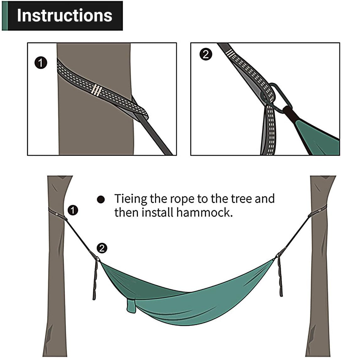 AIMALL Double Camping Hammock 106X55In Portable Outdoor Swing with 98In Adjustable Tree Straps 400Kg Capacity 210T Nylon Travel Bed for Hiking Backpacking Backyard Use image number 1