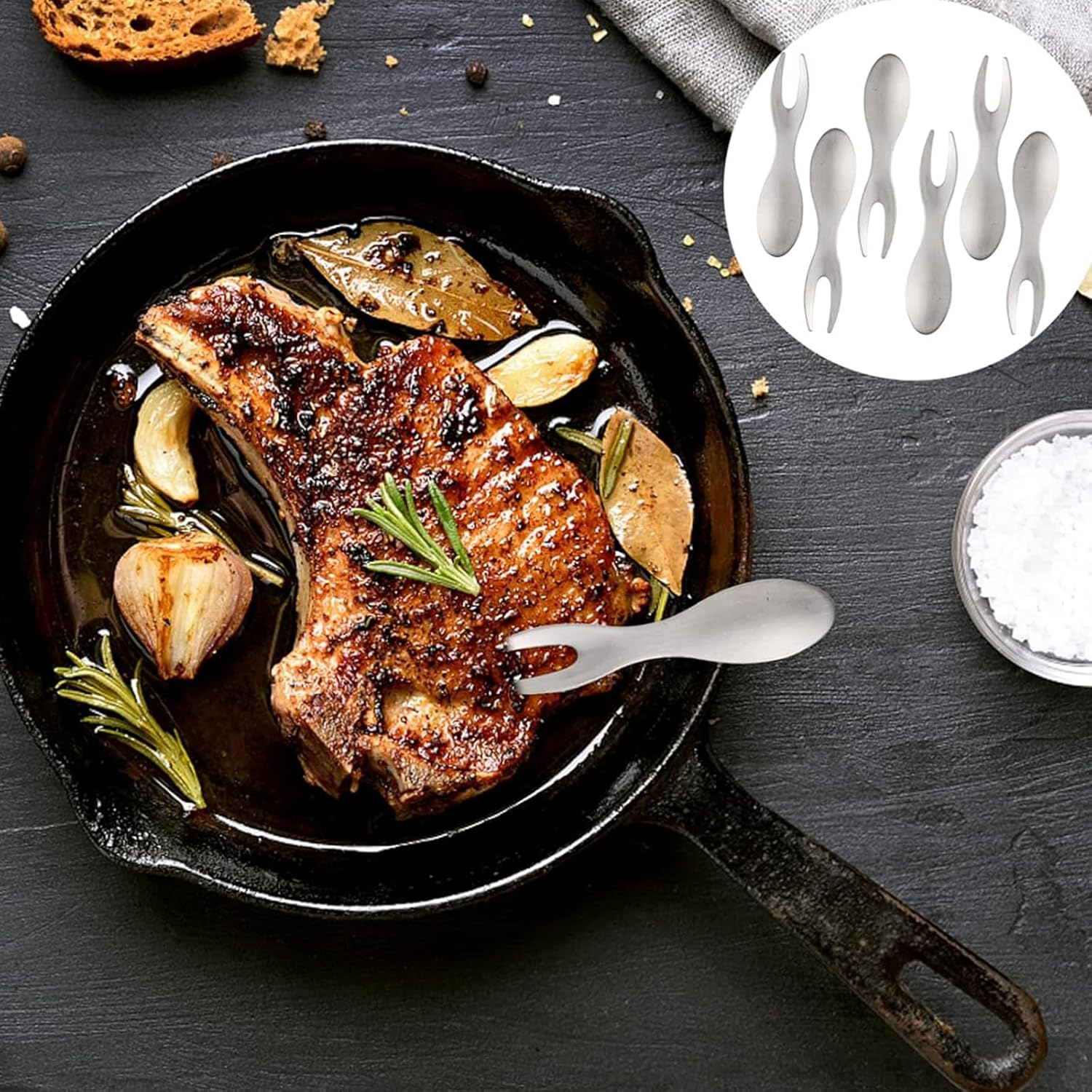 Rhoyee 10PCS Stainless Steel Corn Holders & Fruit Forks &ndash; Heat-Resistant Skewers for Corn on the Cob, Appetizers, BBQ, and Picnics &ndash; Ergonomic Handles for Safe and Comfortable Grip image number 1