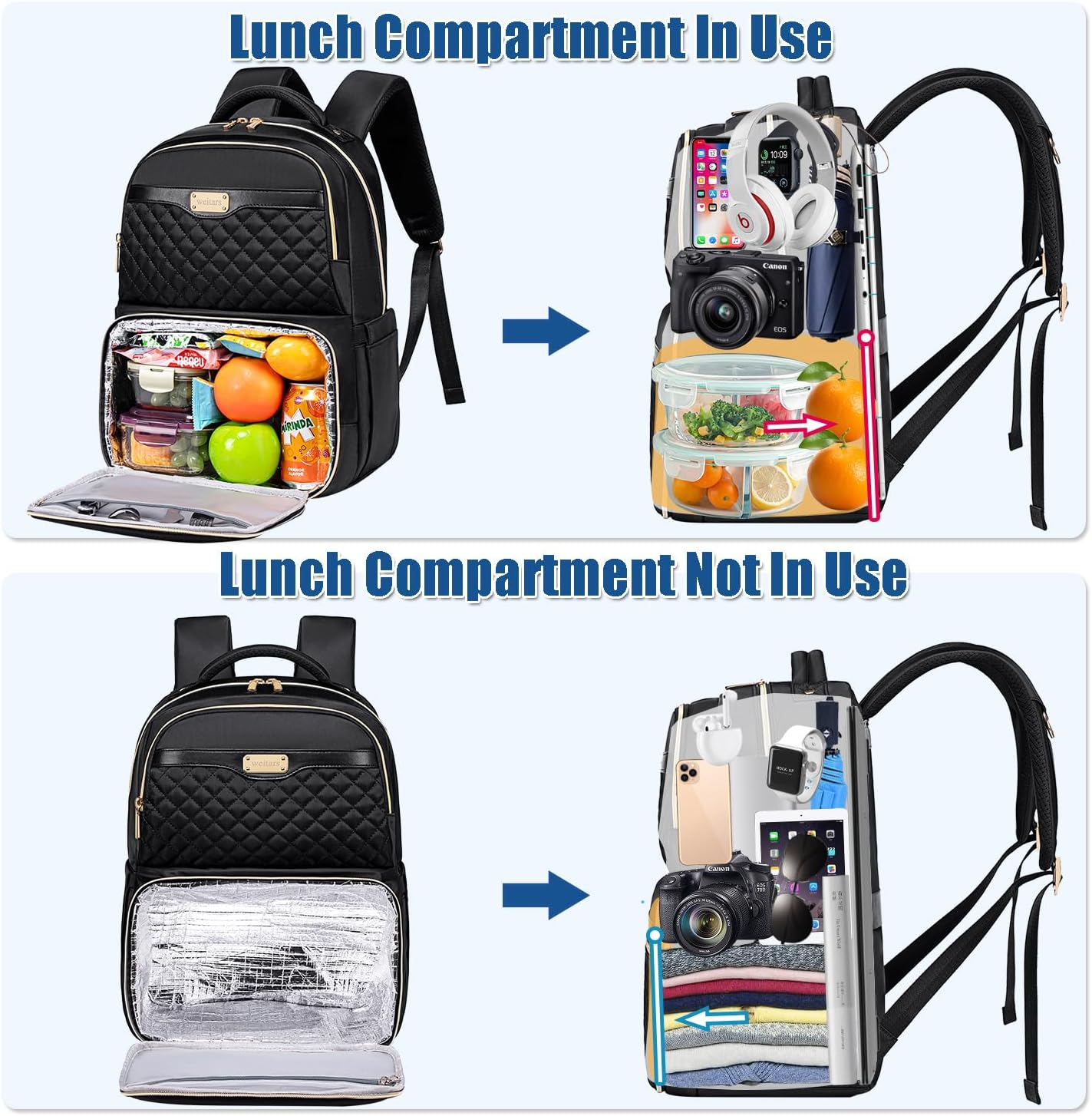 Weitars Lunch Backpack, Insulated Cooler Backpack 15.6 Inch Laptop Backpack for Women Men,Travel Backpack,Work Backpack image number 4